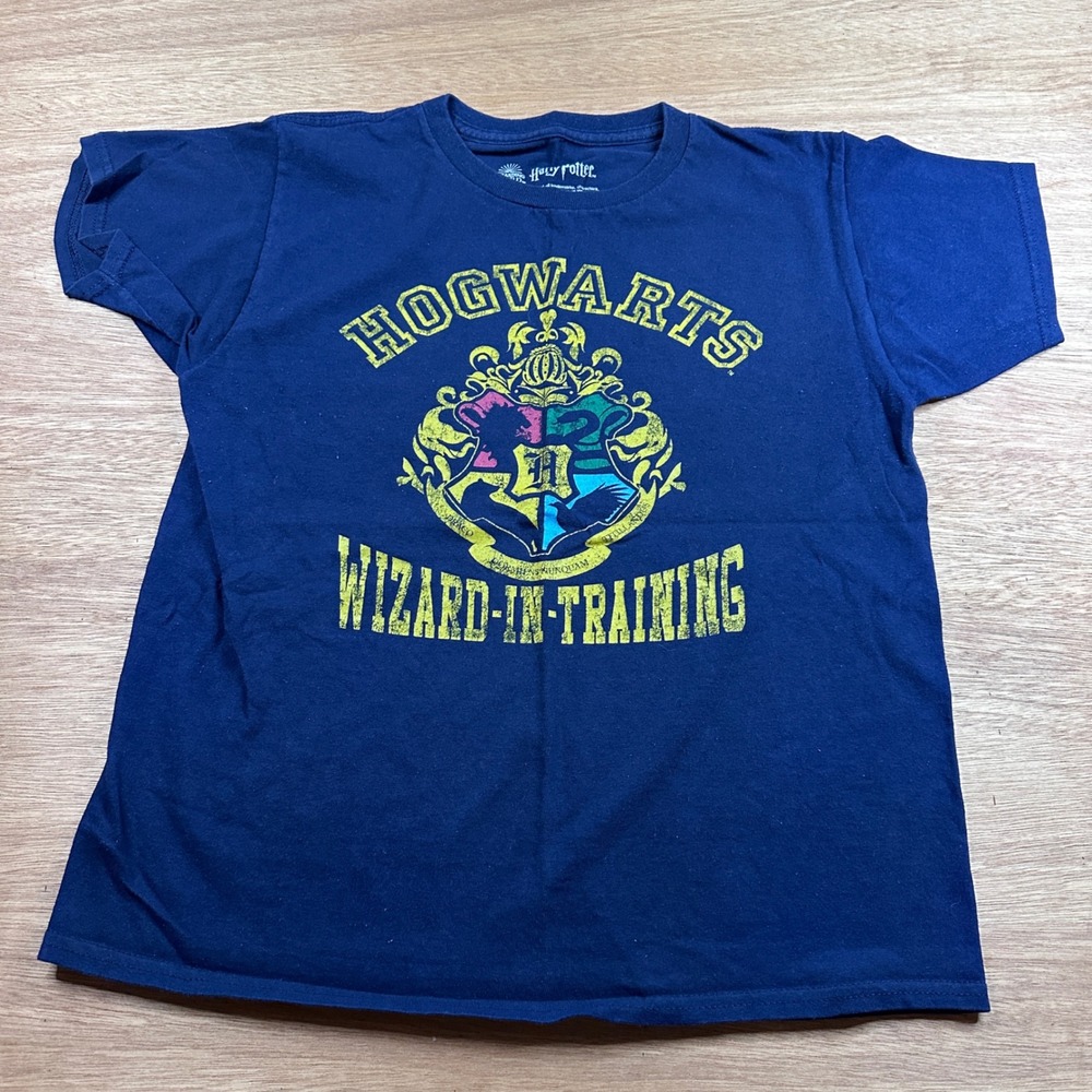 Harry Potter Hogwarts Wizard In Training Graphic T-Shirt Navy Blue Size Large